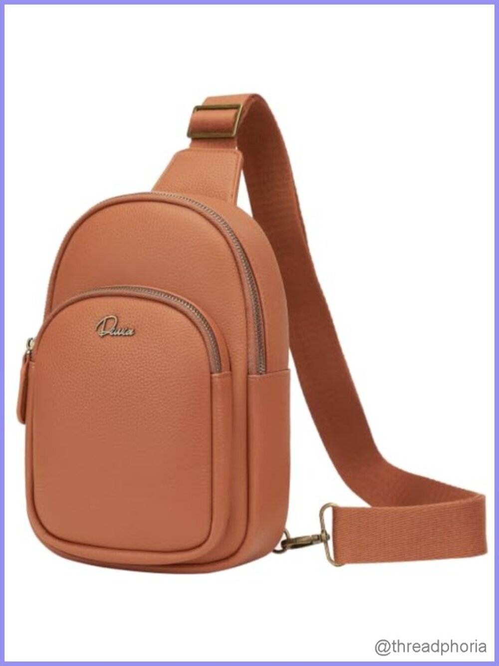 Divvia Women's Vegan Leather Crossbody Sling Bag Adjustable Strap Casual Travel